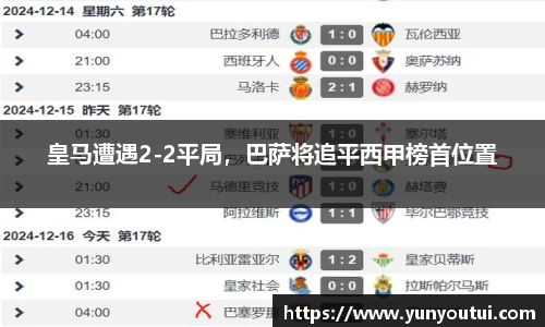 皇马遭遇2-2平局，巴萨将追平西甲榜首位置
